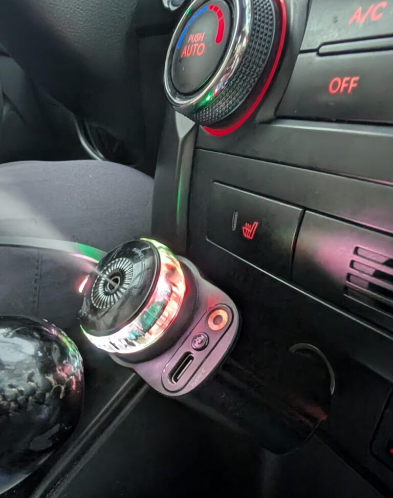 Product shipping was fast, very sturdy, and good quality. The air freshener is pretty good; the scent is not overpowering. Works well, fast charging, love the retractable cable, makes the car look neater. The lights are cool and activated with the music. Very good; would recommend this product to anyone. Mr Allen Lagos ⭐⭐⭐⭐⭐